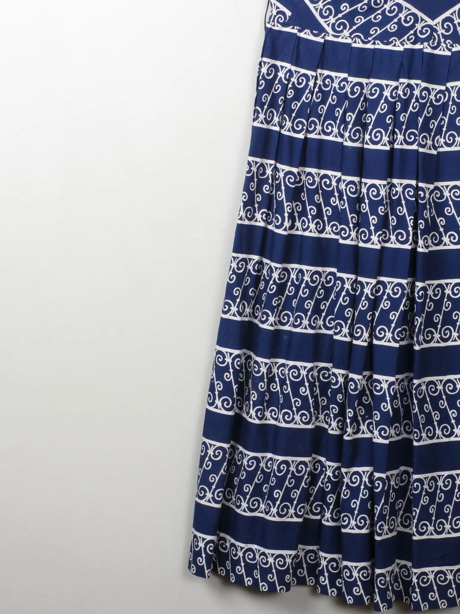 Vintage 1950s Navy Printed Dress S