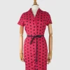Vintage 1950s Pink Polka Dot Dress S