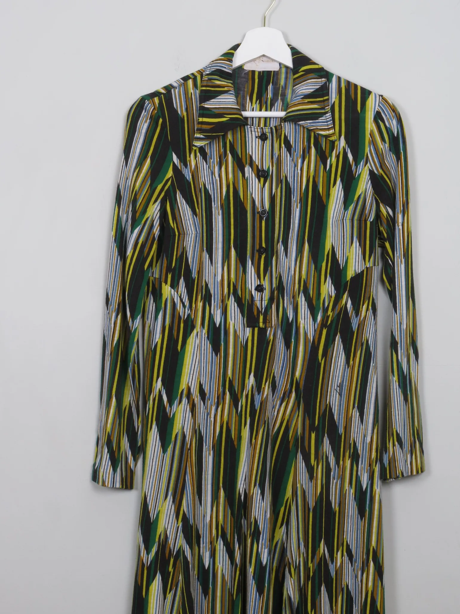 Vintage 1970s Printed Shirt Dress 10/12