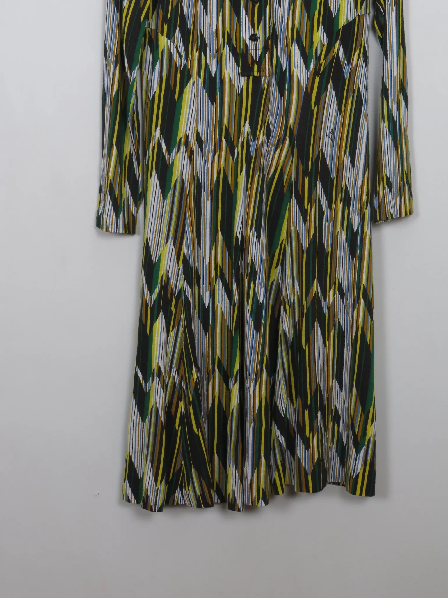 Vintage 1970s Printed Shirt Dress 10/12