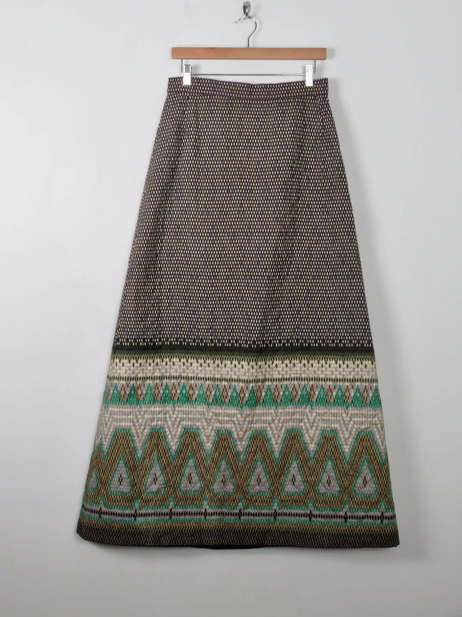 Vintage 1970s Quilted Maxi Skirt 29" W 10