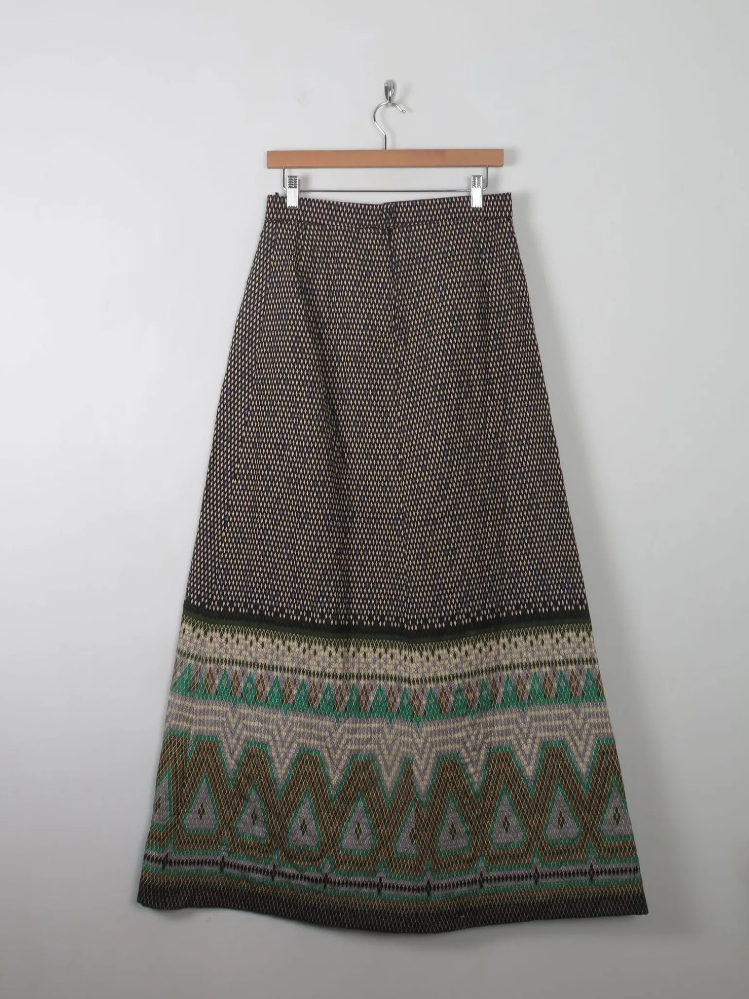 Vintage 1970s Quilted Maxi Skirt 29" W 10