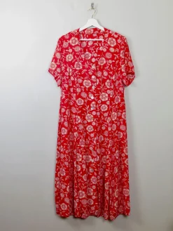 Vintage 90s Red Printed Tea Dress L/XL