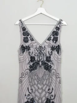 Vintage 1920s Style Grey & Mauve Beaded Dress