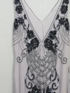 Vintage 1920s Style Grey & Mauve Beaded Dress