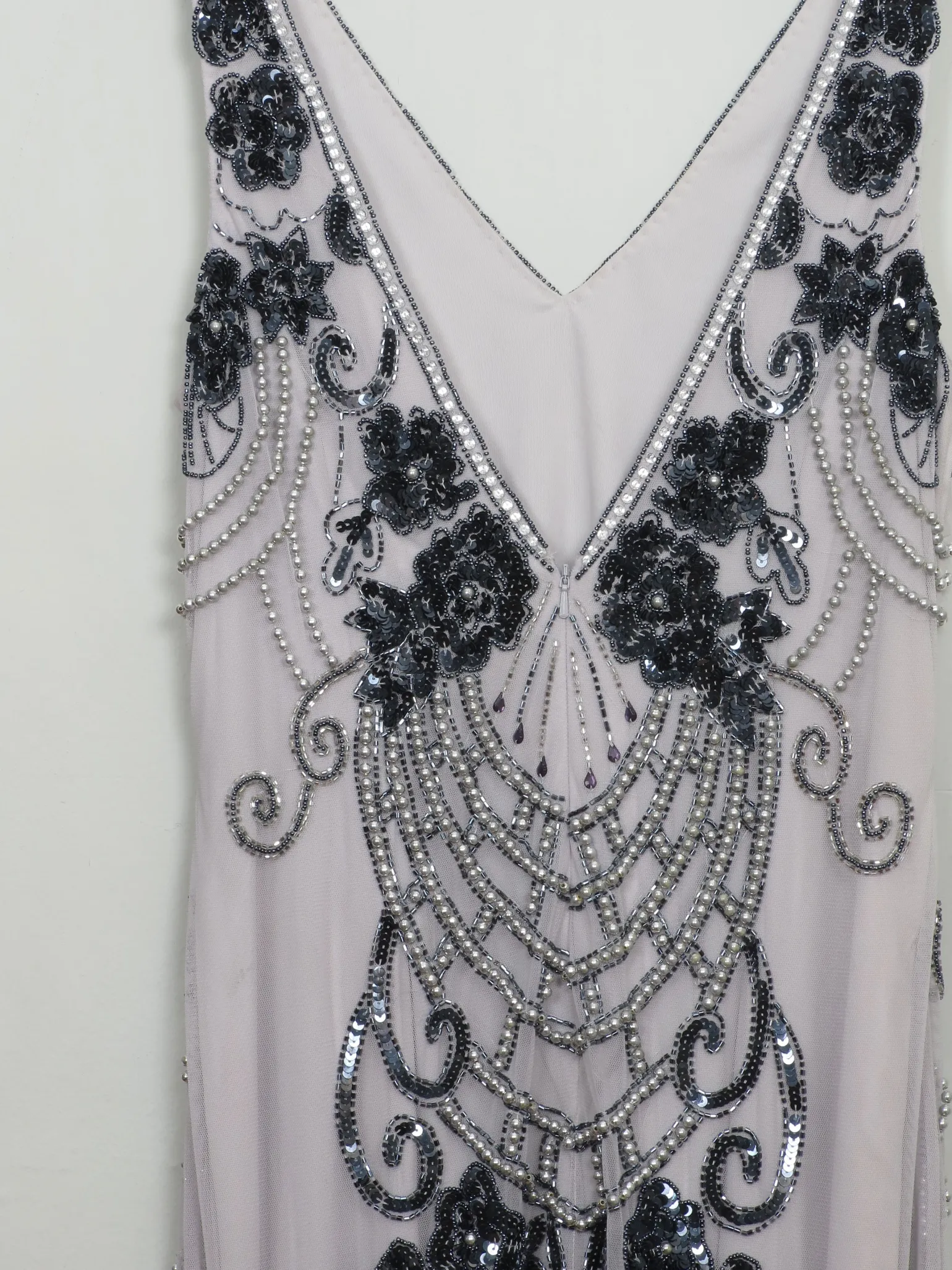 Vintage 1920s Style Grey & Mauve Beaded Dress