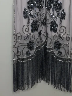 Vintage 1920s Style Grey & Mauve Beaded Dress