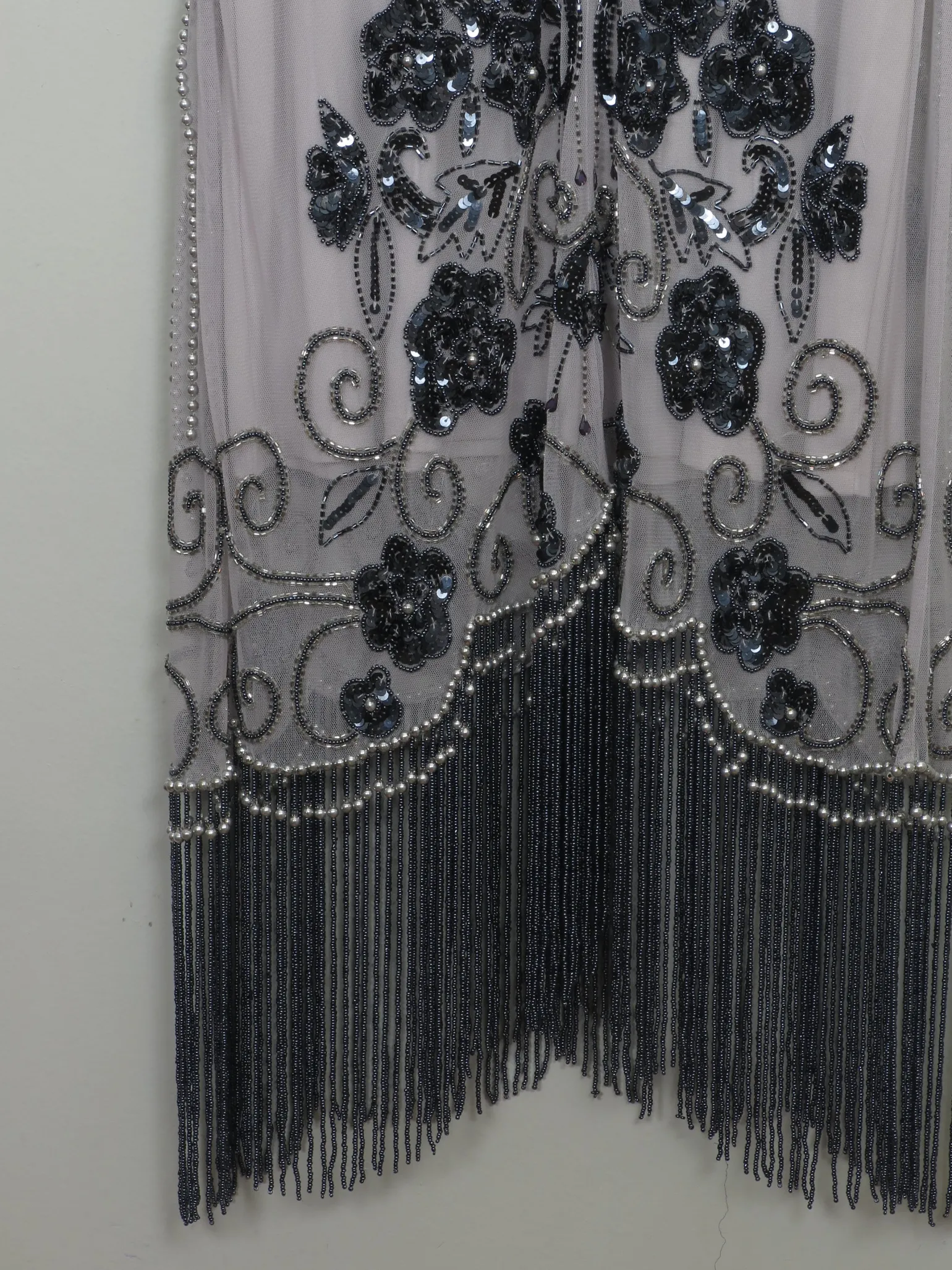 Vintage 1920s Style Grey & Mauve Beaded Dress