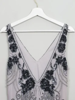 Vintage 1920s Style Grey & Mauve Beaded Dress