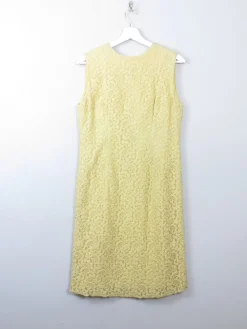 Vintage 1960s Yellow Lace Dress M