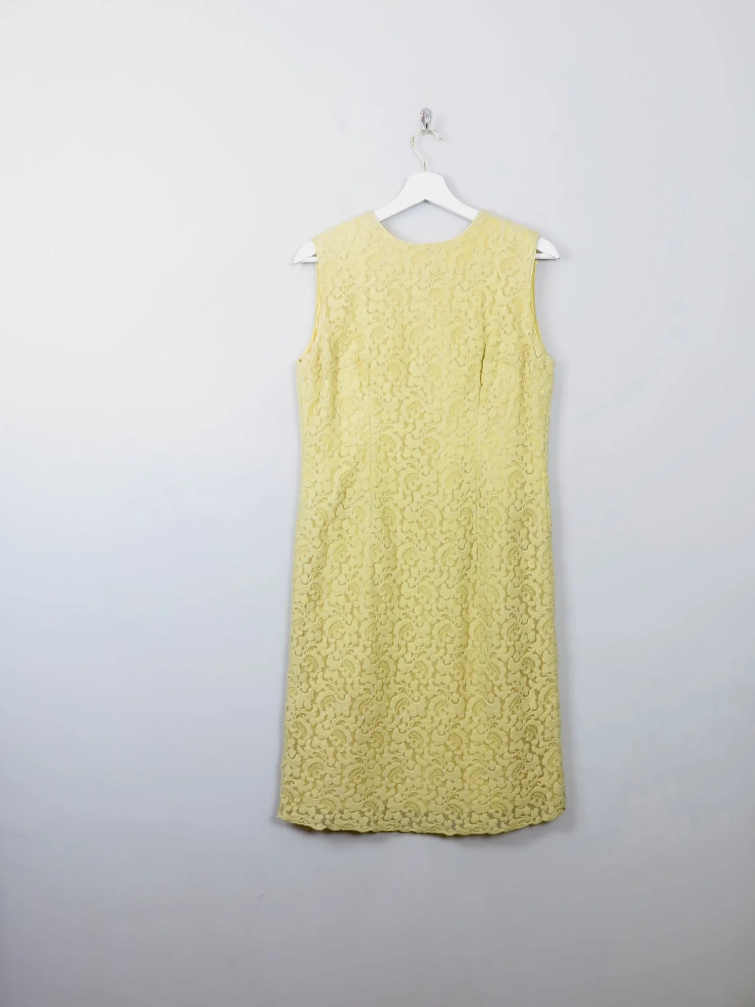 Vintage 1960s Yellow Lace Dress M