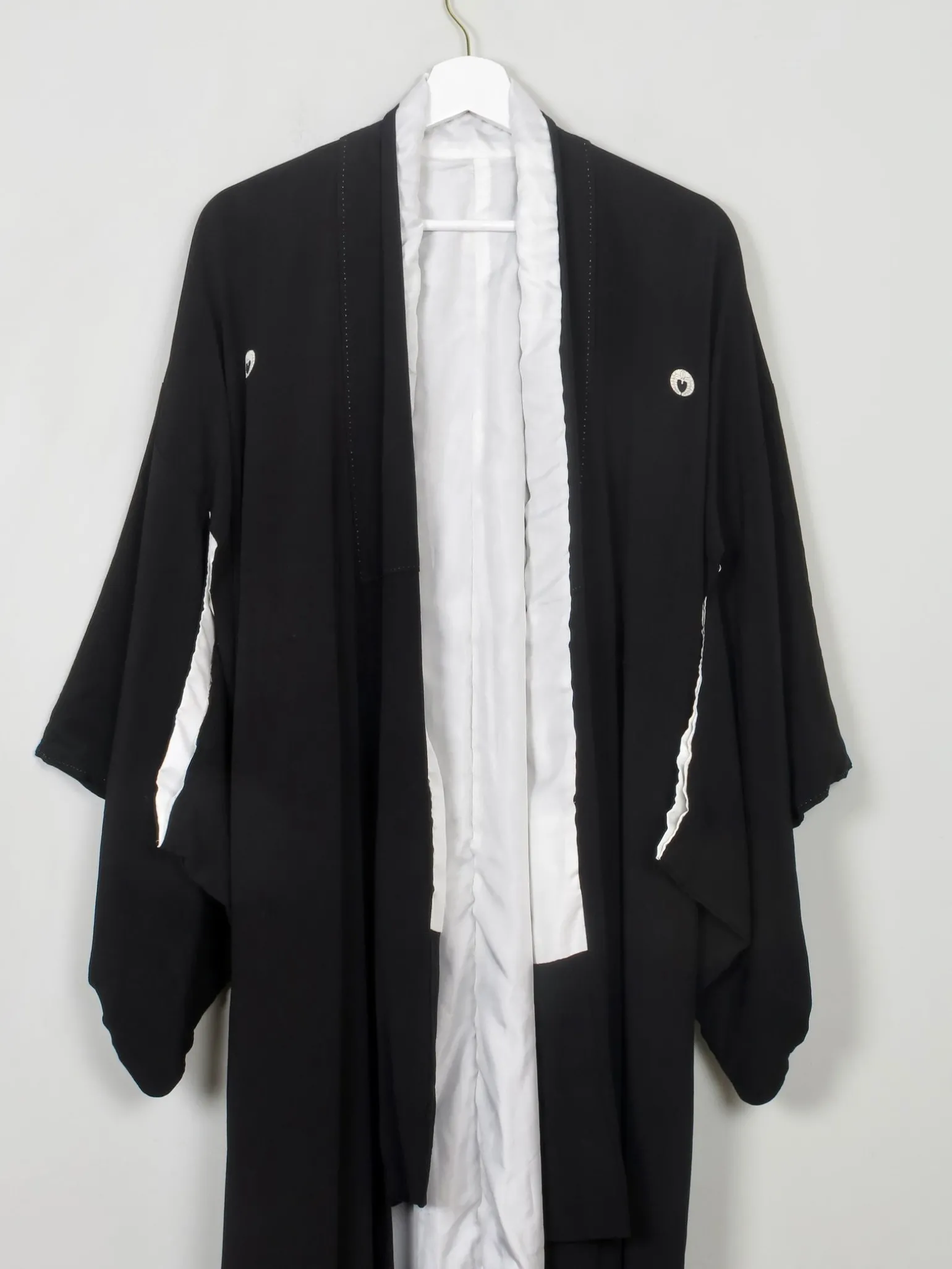 Vintage Silk & Wool Black & Embellished Kimono S/M