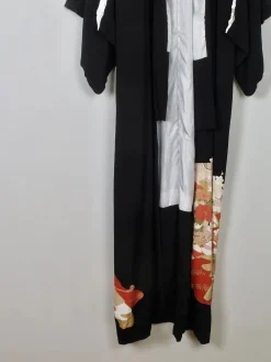 Vintage Silk & Wool Black & Embellished Kimono S/M