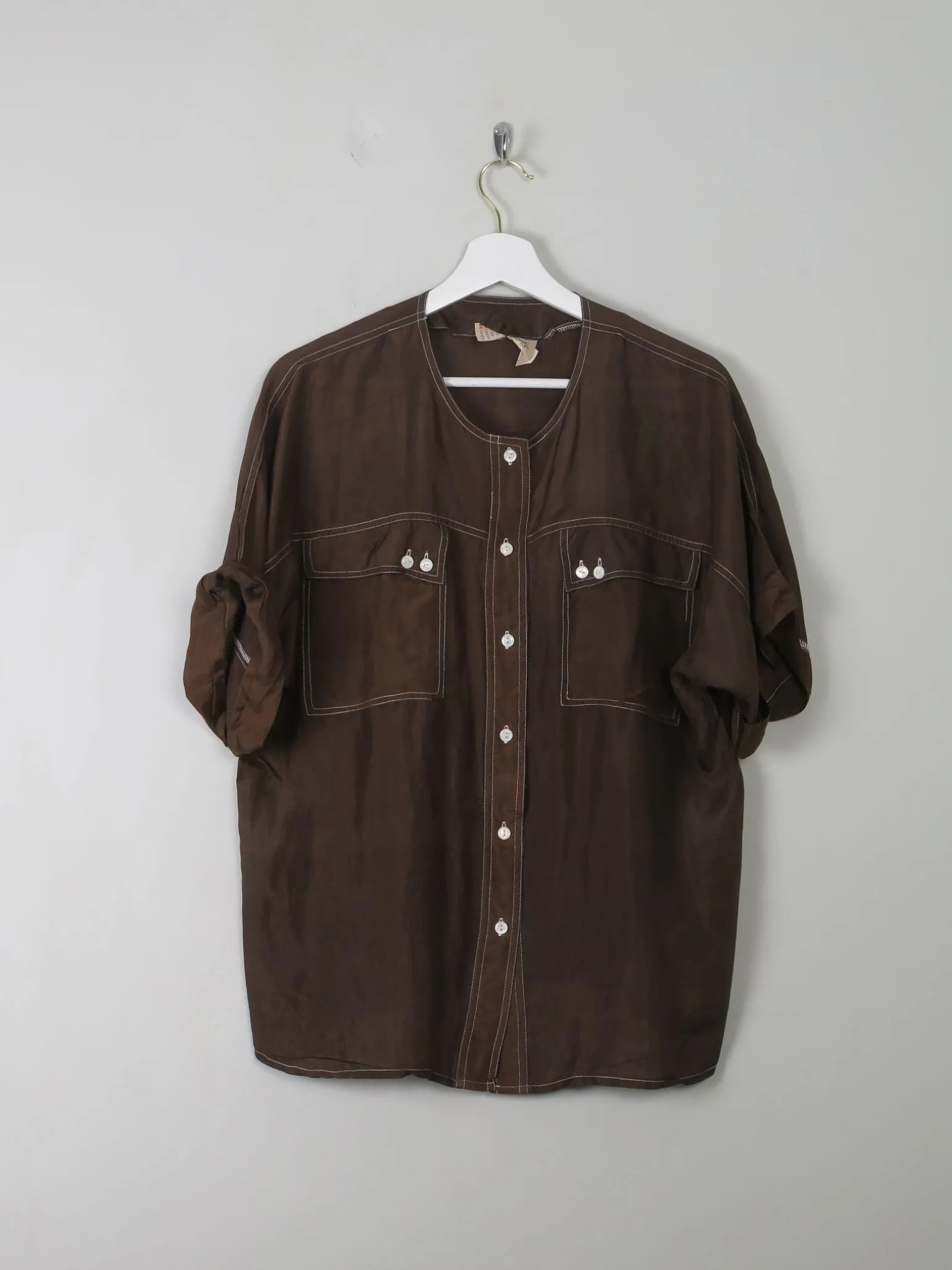 Vintage Silk Brown Blouse M