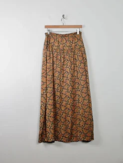 Vintage Silk Maxi Skirt Paisley Print 29"W