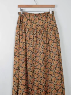 Vintage Silk Maxi Skirt Paisley Print 29"W