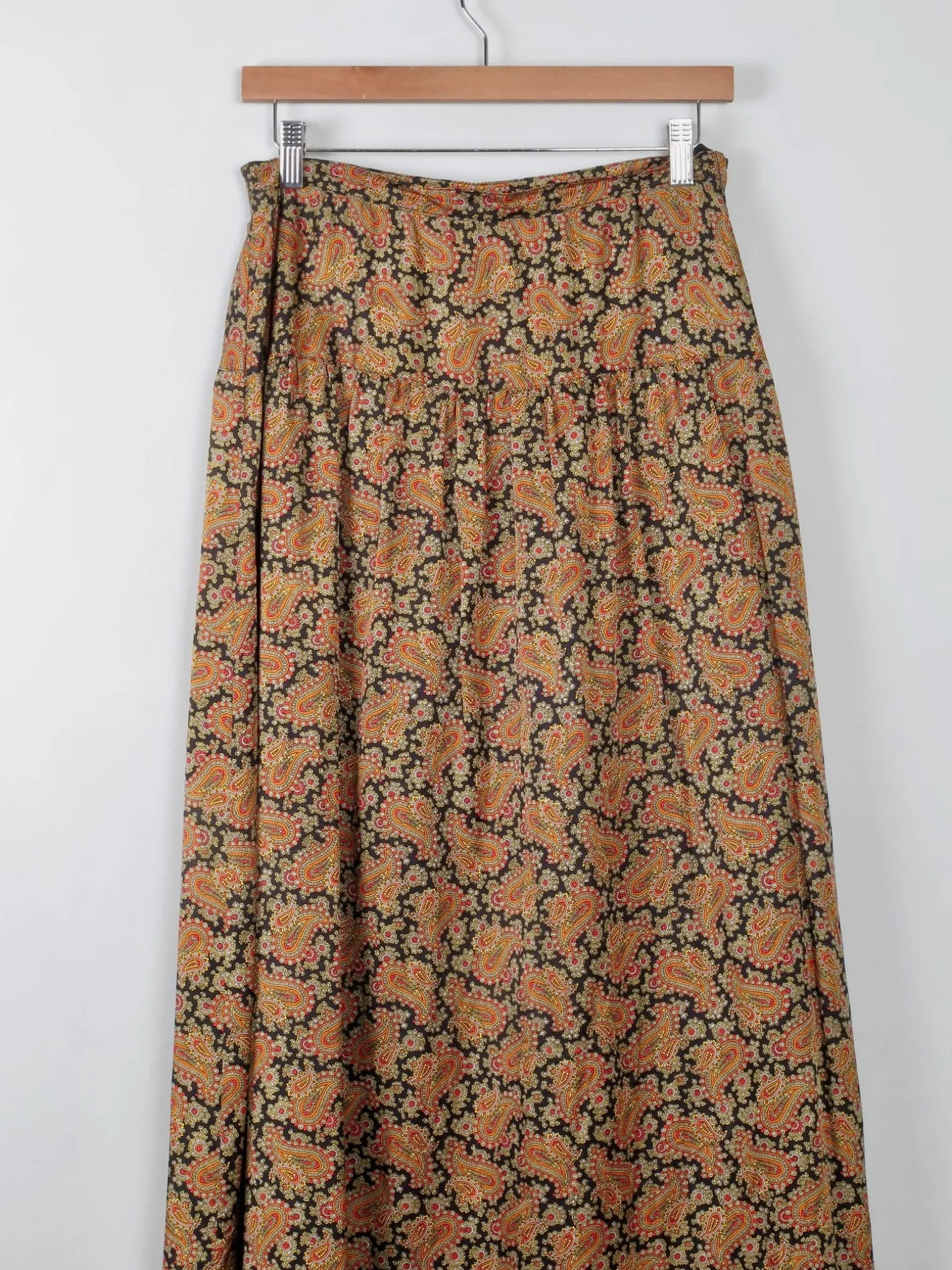 Vintage Silk Maxi Skirt Paisley Print 29"W