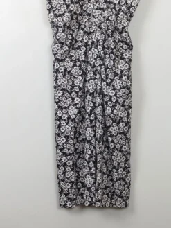Vintage Sleeveless  Black & White Floral Dress XS