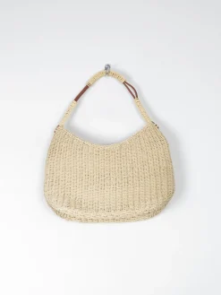 Vintage Straw Shoulder Bag Cream
