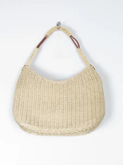 Vintage Straw Shoulder Bag Cream