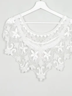 Vintage Style Beaded White Cape/Collar One Size New
