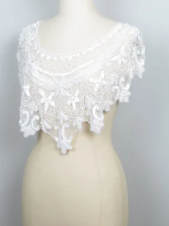 Vintage Style Beaded White Cape/Collar One Size New