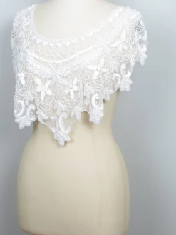 Vintage Style Beaded White Cape/Collar One Size New