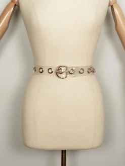 Vintage Style Belt Clear Plastic With Gold Hard-Wear S/M /L New