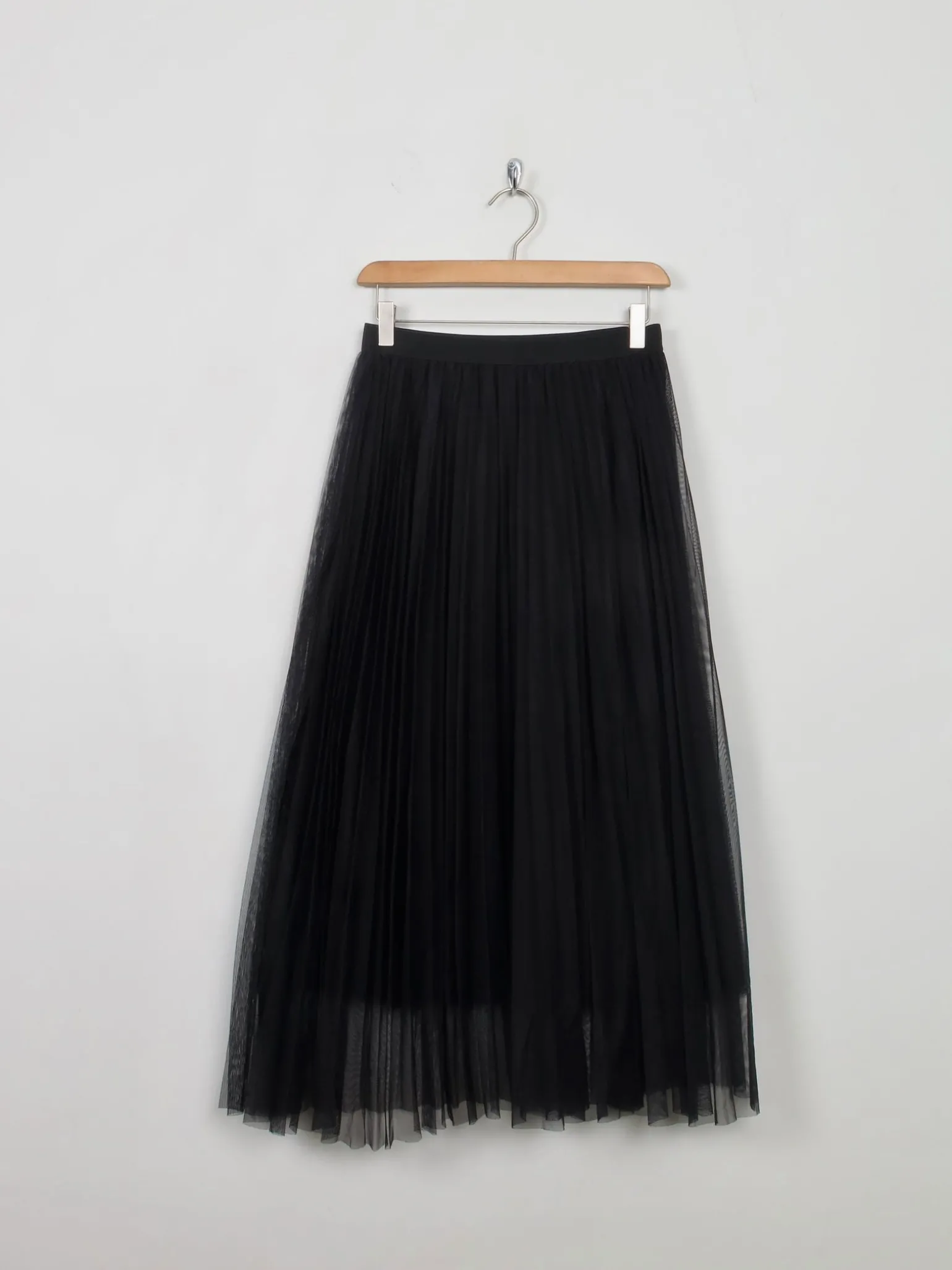 Vintage Style Black Net Pleated Skirt S/M
