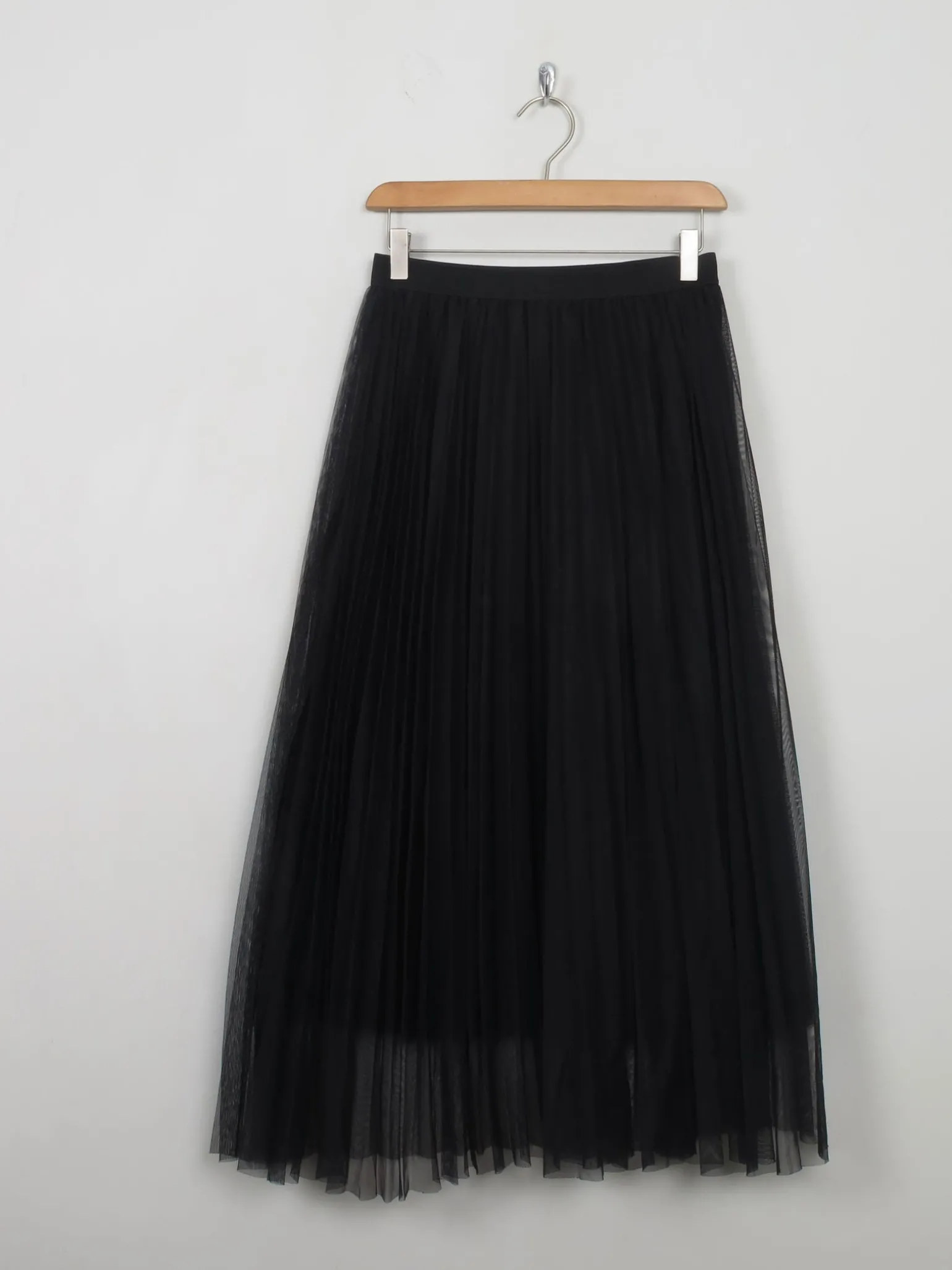 Vintage Style Black Net Pleated Skirt S/M