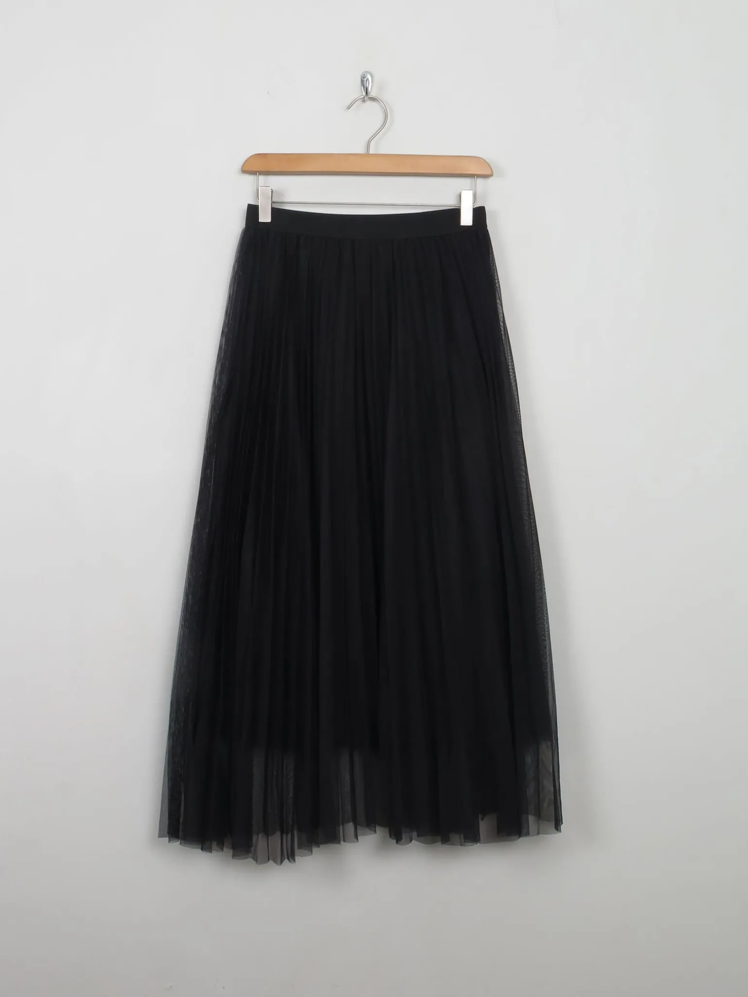 Vintage Style Black Net Pleated Skirt S/M
