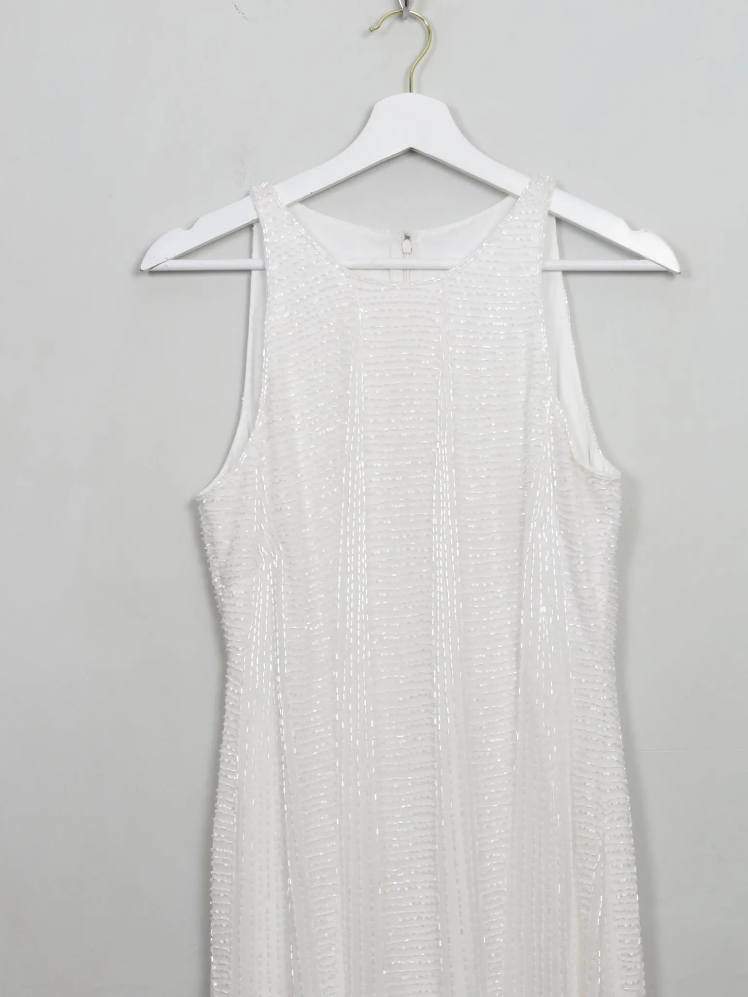 Vintage Style Cream Beaded Dress S