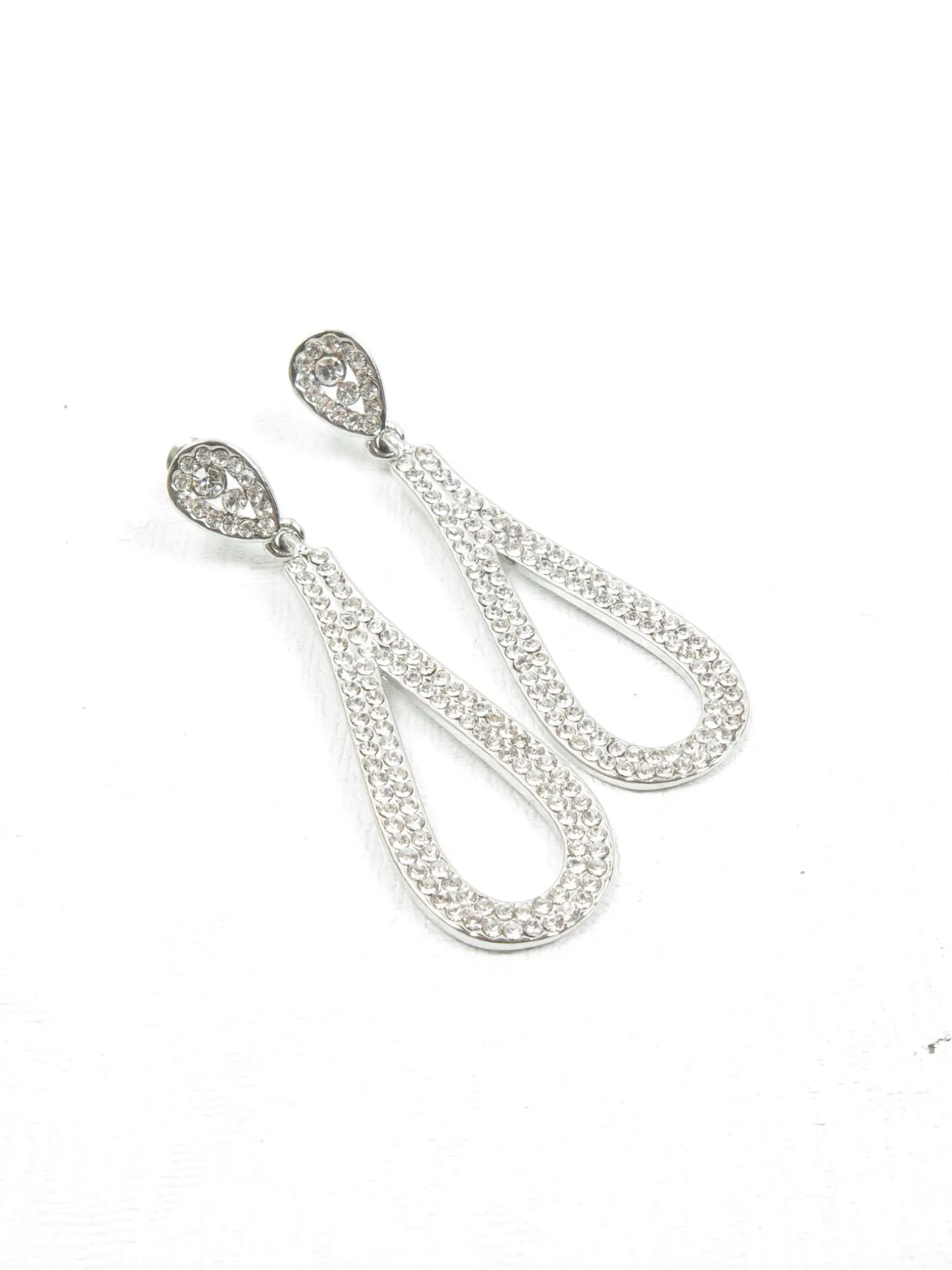 Vintage Style Diamante Tear Drop Earrings