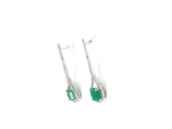 Vintage Style Drop Earrings With Green Glass