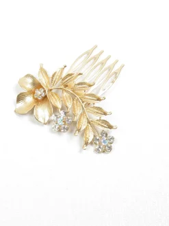 Vintage Style Gold Floral Small Hair Comb Bridal