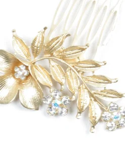 Vintage Style Gold Floral Small Hair Comb Bridal