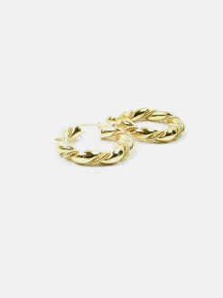 Vintage Style Gold Plated Twisted Hoop Earrings