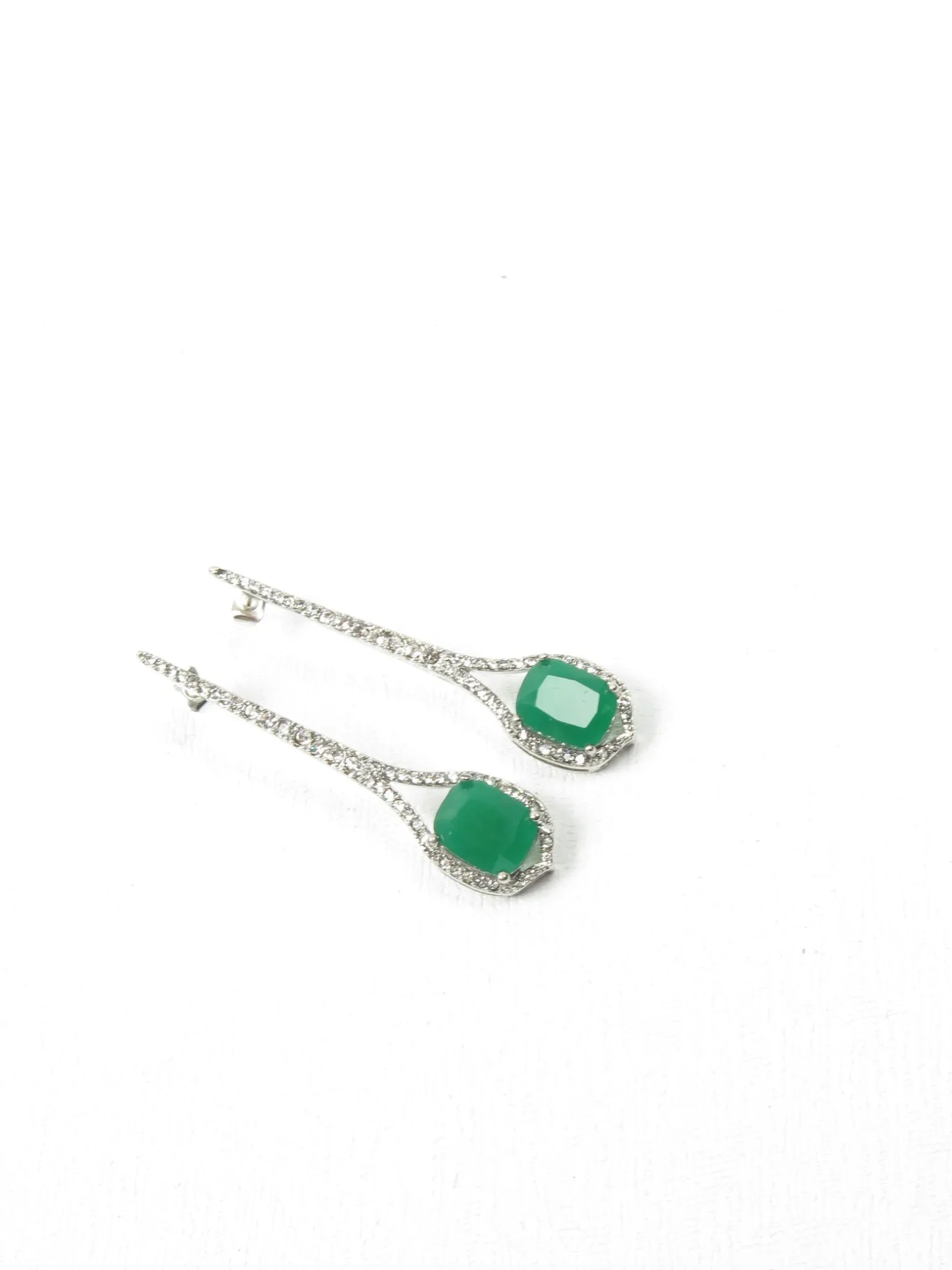 Vintage Style Green & Diamanté Earrings