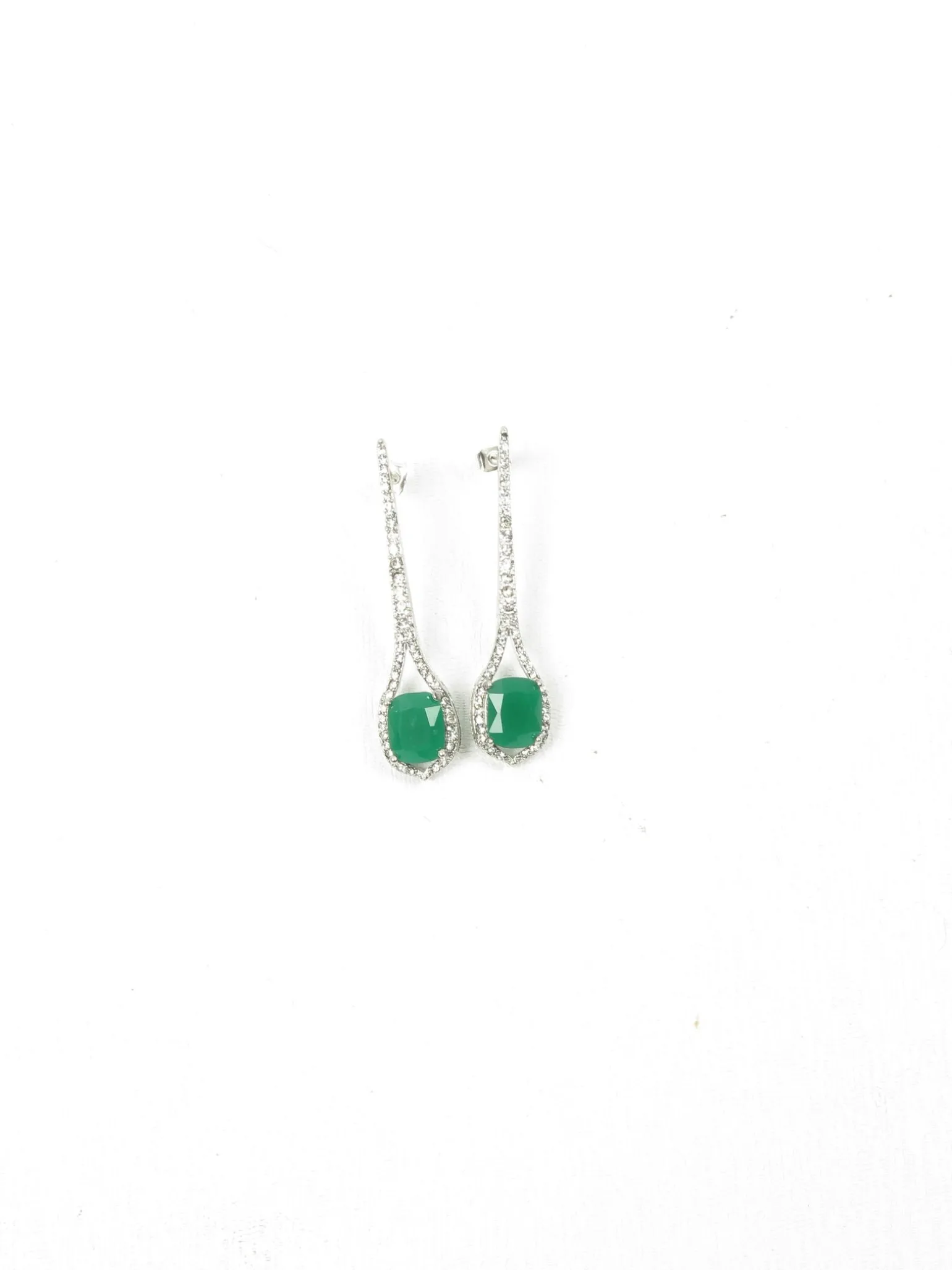 Vintage Style Green & Diamanté Earrings