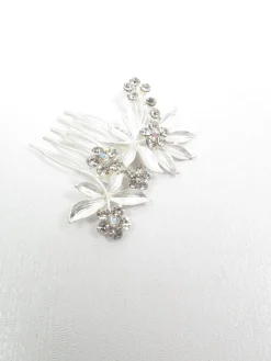 Vintage Style Hair Comb Small Silver & Diamanté