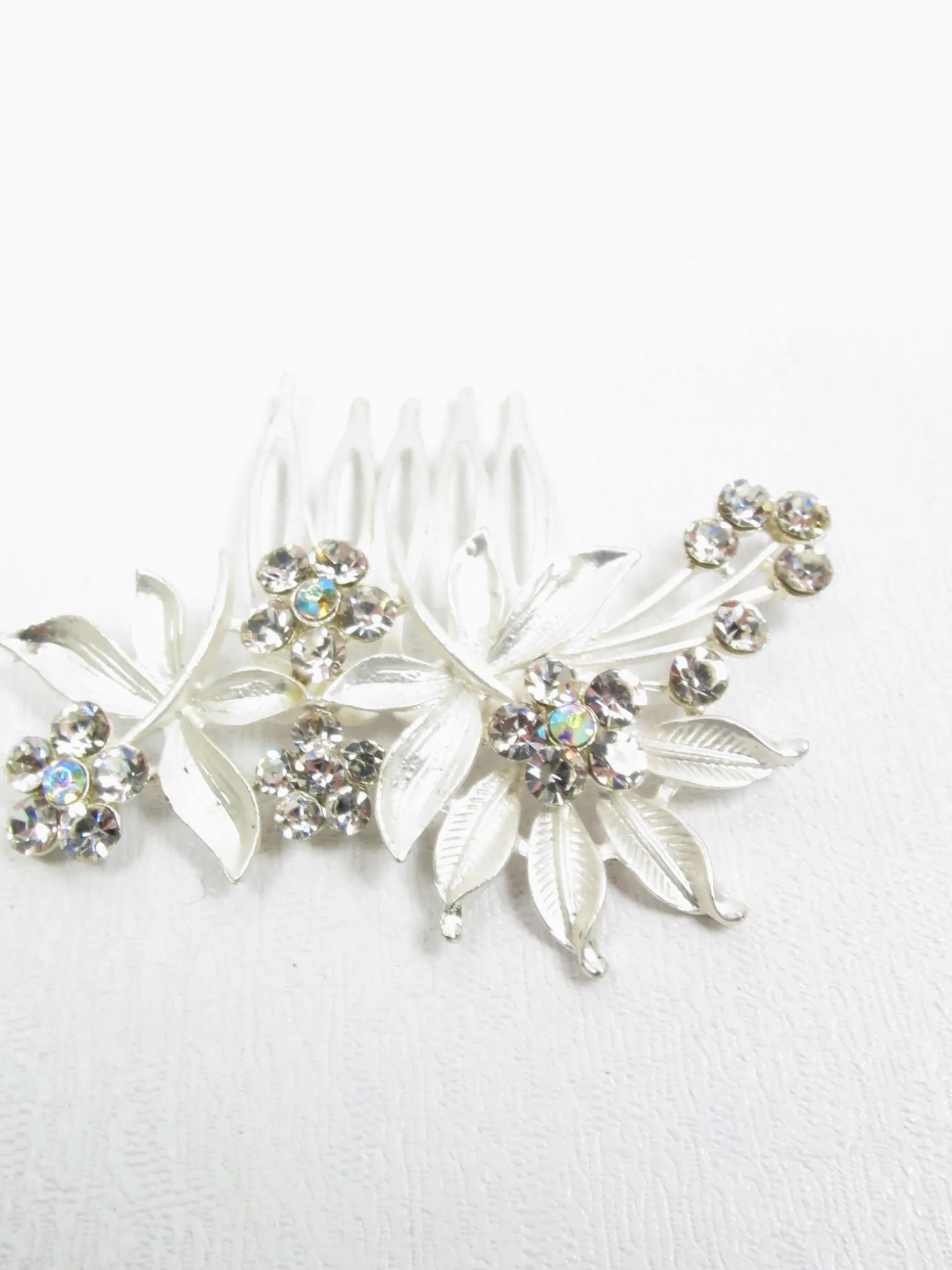 Vintage Style  Hair Comb Small Silver & Diamanté
