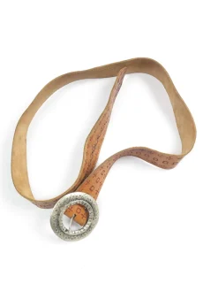 Vintage Tan Leather Tooled Belt S/M