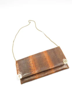 Vintage Tan Snakeskin Envelope Shoulder Bag