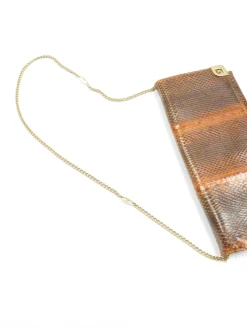 Vintage Tan Snakeskin Envelope Shoulder  Bag