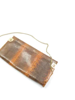 Vintage Tan Snakeskin Envelope Shoulder  Bag