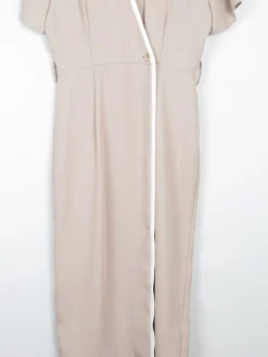 Vintage Taupe Cross Over Style Summer Dress S