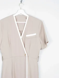 Vintage Taupe Cross Over Style Summer Dress S