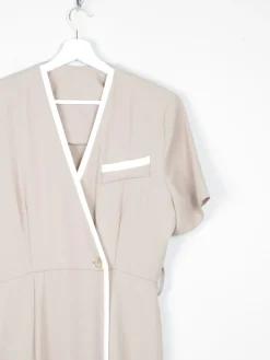 Vintage Taupe Cross Over Style Summer Dress S