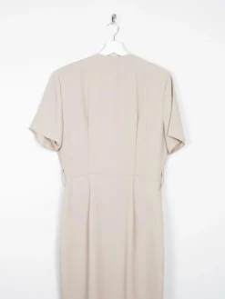 Vintage Taupe Cross Over Style Summer Dress S
