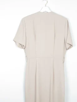 Vintage Taupe Cross Over Style Summer Dress S